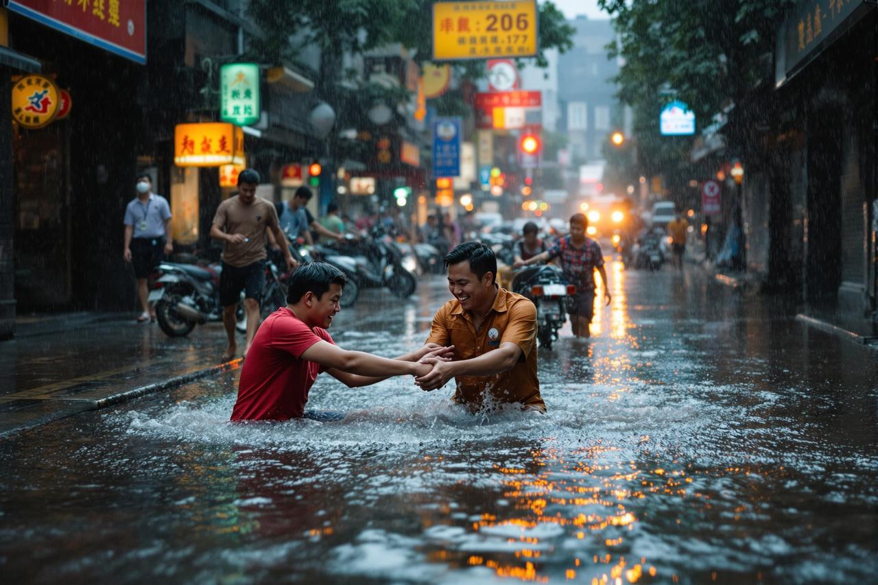 黑料大赛资讯配图 - 某城市突降特大暴雨，全城多处被淹，市民自发组织救援，感人瞬间刷屏朋友圈